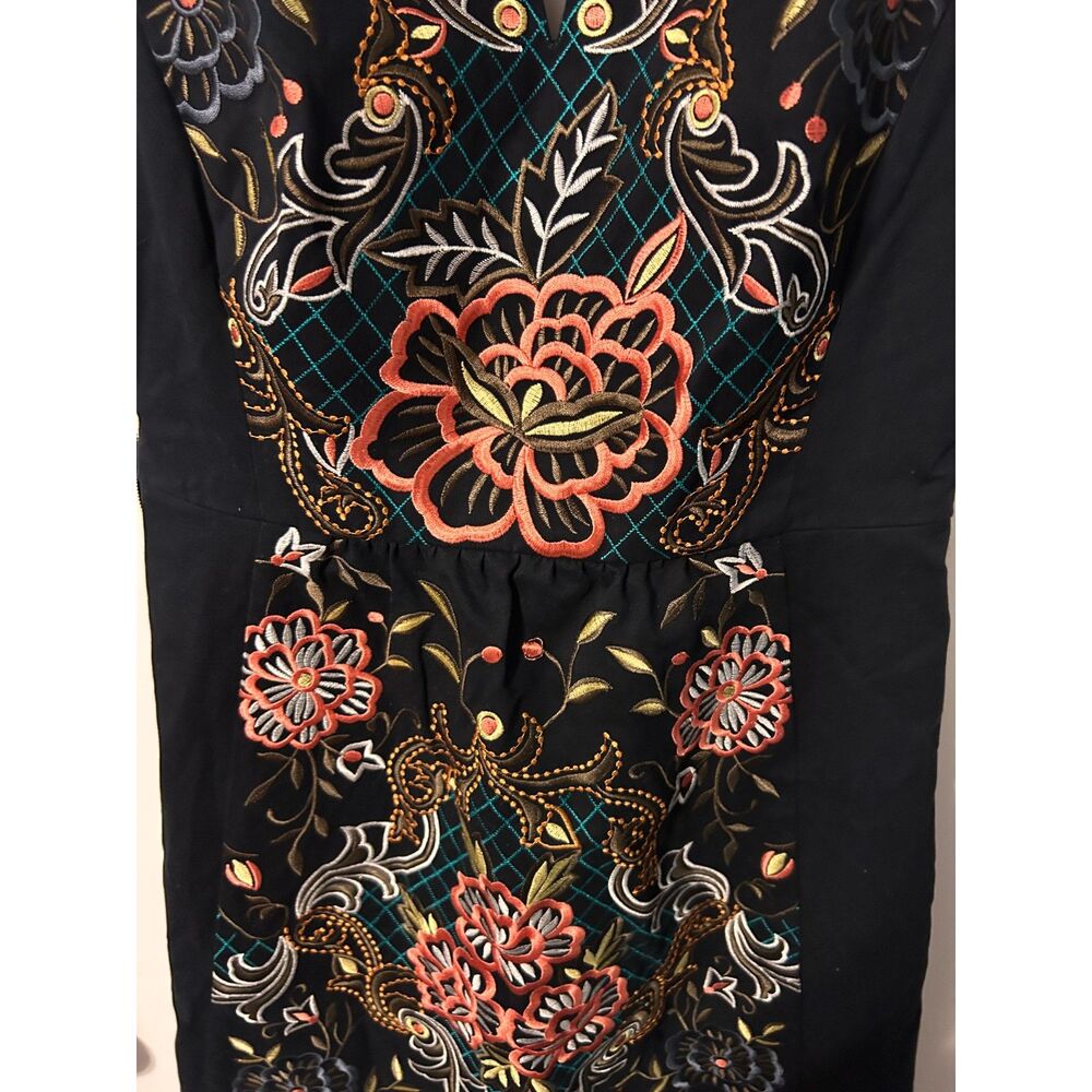 Anthropologie Moulinette Soeurs Perennial Floral Embroidered Midi Dress Black 4 - Picture 6 of 6